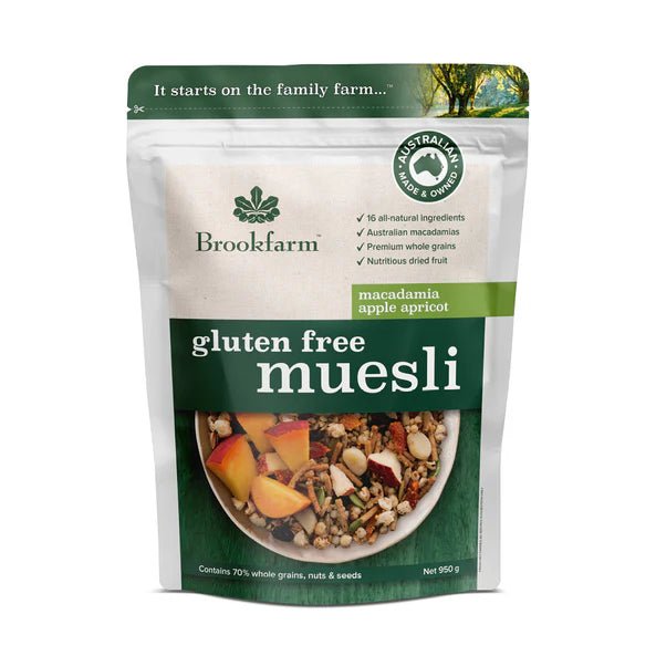Brookfarm Gluten Free Macadamia Muesli with Apple & Apricot 950g