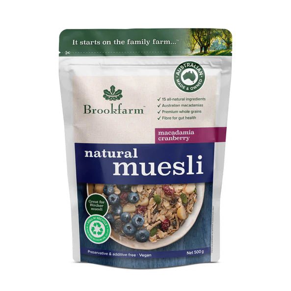 Brookfarm Natural Macadamia Muesli with Cranberry 500g