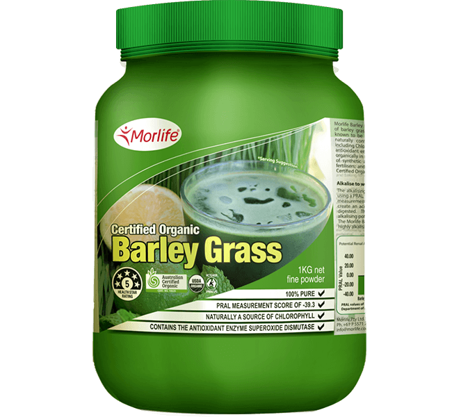 MORLIFE - BARLEY GRASS CERTIFIED ORGANIC 1KG
