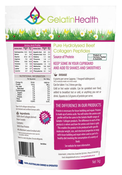 Gelatin Health - Collagen Joint Care Collagen Peptides 1kg