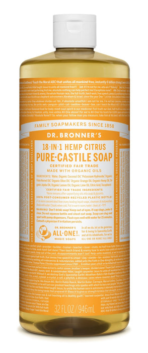 Dr Bronner's 18-In-1 Hemp Citrus Pure Castile Soap 946ml