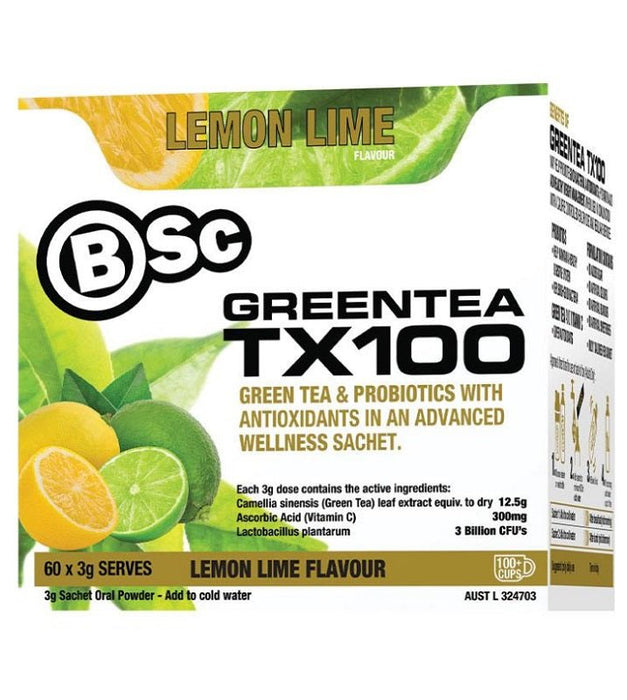 Body Science Green Tea TX100 Lemon Lime 60 Sachets