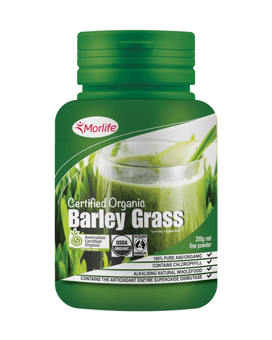 MORLIFE - BARLEY GRASS CERTIFIED ORGANIC 200G