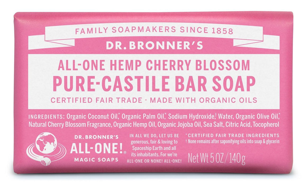 Dr Bronner's Hemp Cherry Blossom Pure Castile Soap Bar 140g