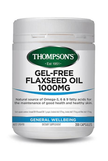 Thompson's Gel-Free Flaxseed Oil 1000mg 200 Capsules