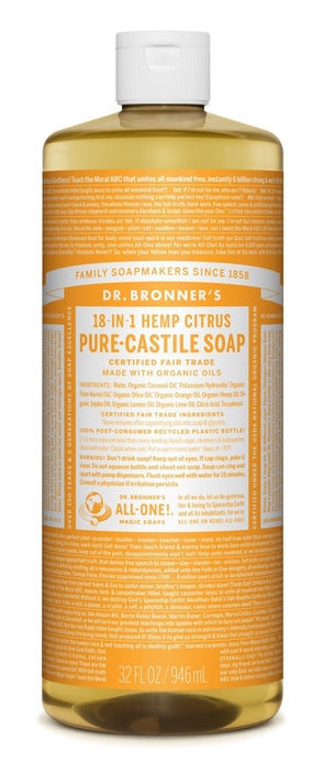 Dr Bronner's 18-In-1 Hemp Citrus Pure Castile Soap 946ml