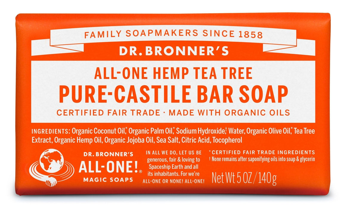 Dr Bronner's Hemp Tea Tree Pure Castile Soap Bar 140g