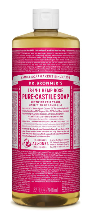 Dr Bronner's 18-In-1 Hemp Rose Pure Castile Soap 946ml