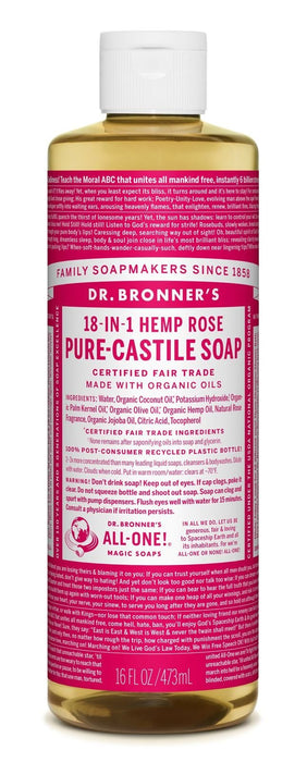 Dr Bronner's 18-In-1 Hemp Rose Pure Castile Soap 473ml
