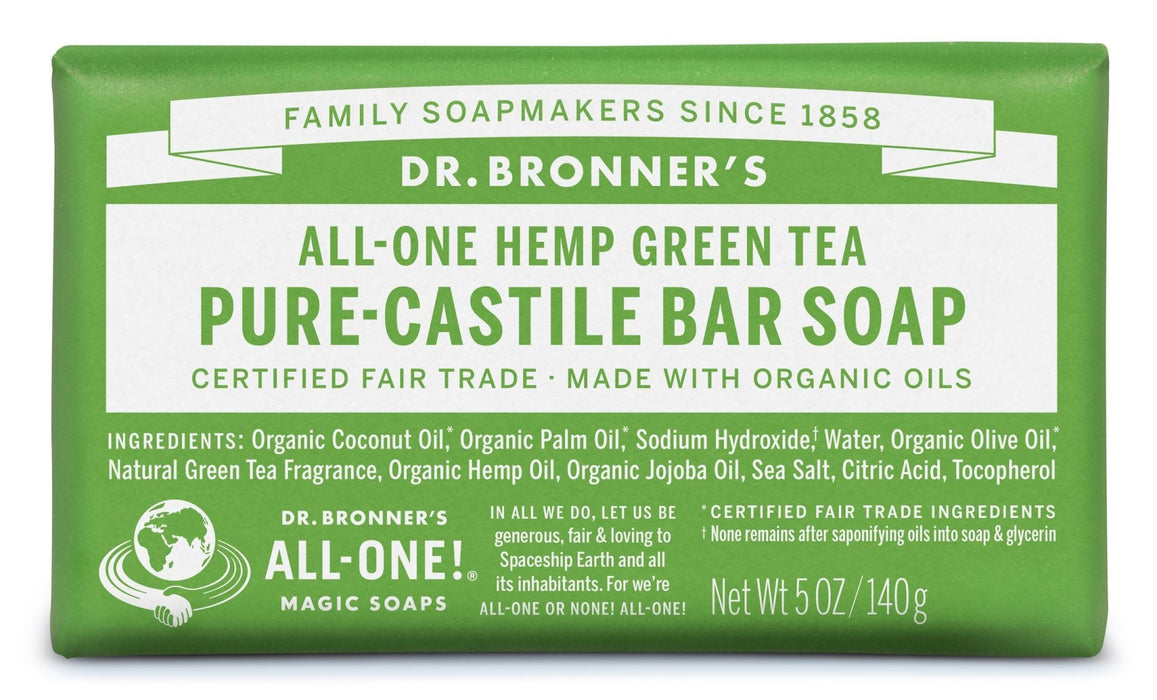 Dr Bronner's Hemp Green Tea Pure Castile Soap Bar 140g