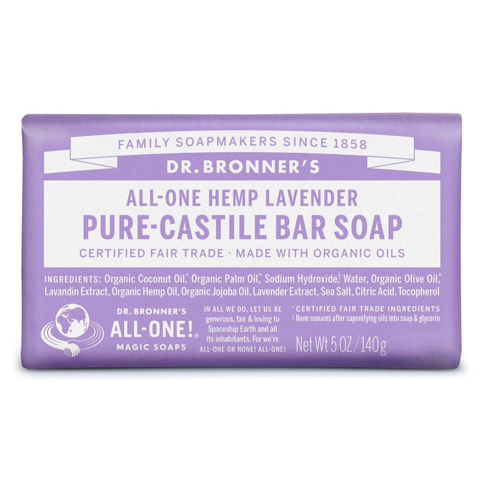Dr Bronner's Hemp Lavender Pure Castile Soap Bar 140g