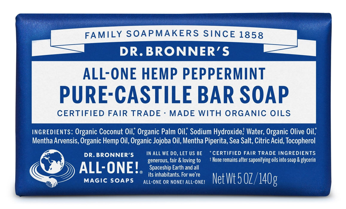 Dr Bronner's Hemp Peppermint Pure Castile Soap Bar 140g